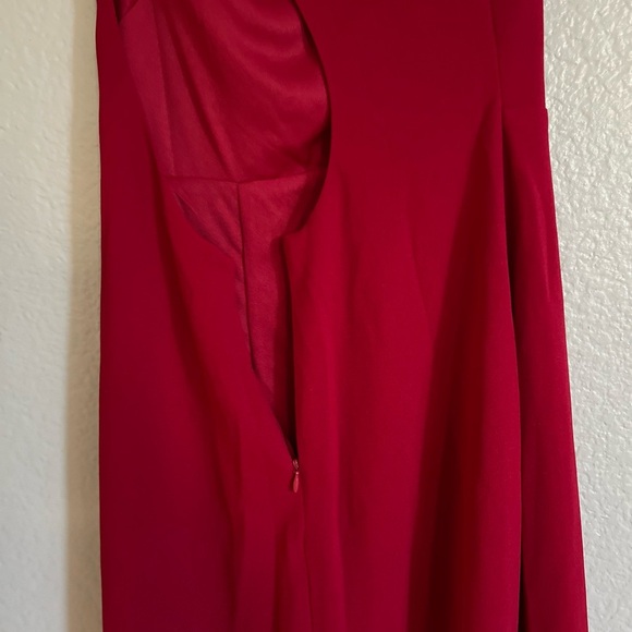NWOT keep it Interesting Red Asymmetrical Cutout Halter Maxi Dress - Picture 6 of 7